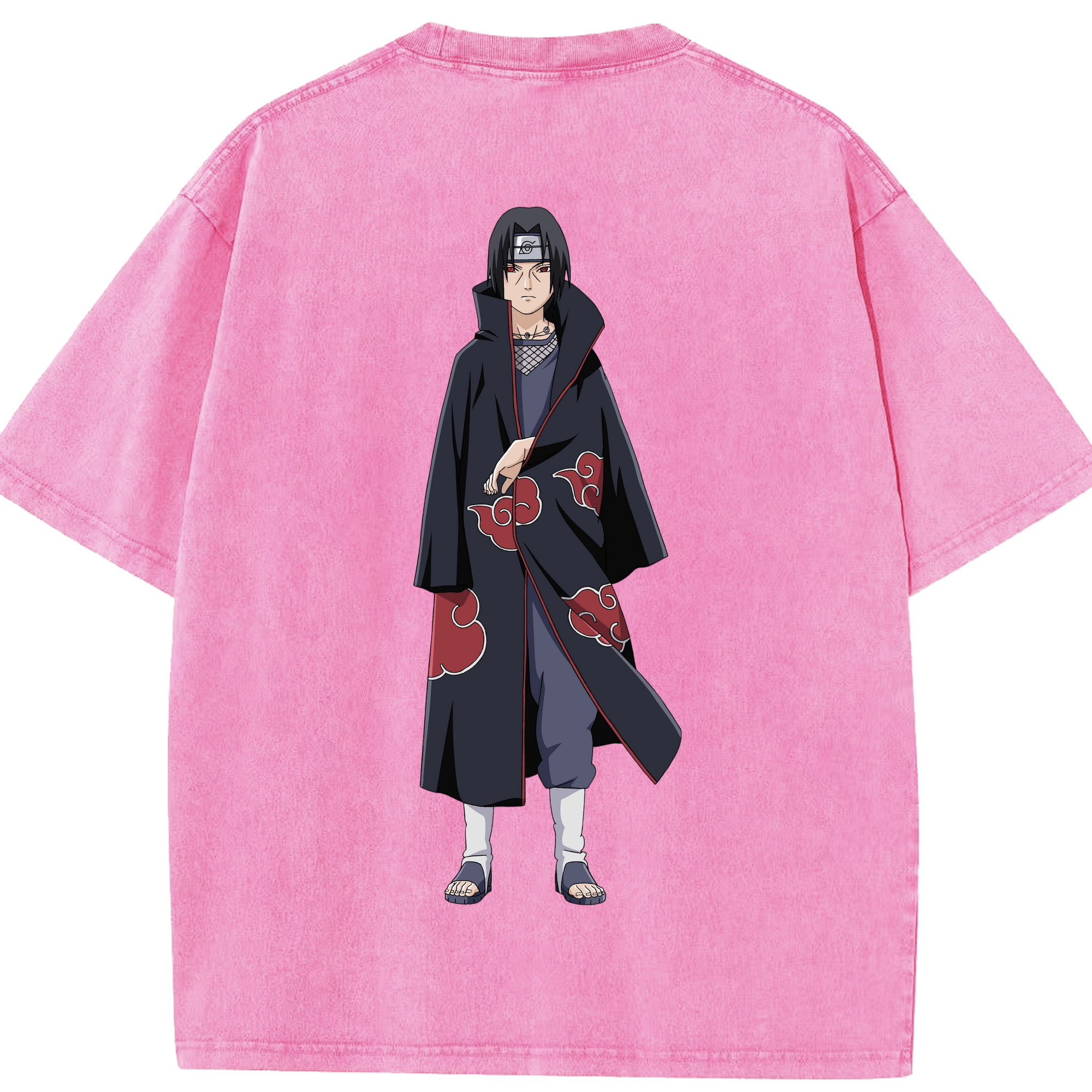 （画像用） NARUTO -ナルト- うちは イタチ Uchiha Itachi 綿100% ヴィンテージ風 半袖Tシャツ（背面プリント）